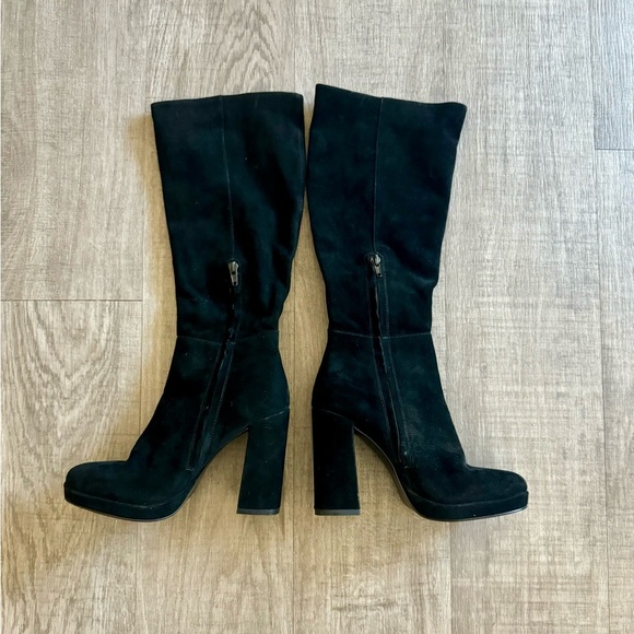 Steve Madden Y2K Marcello Black Suede Office Siren with Chunky Block Heel Size 6 - Picture 3 of 9